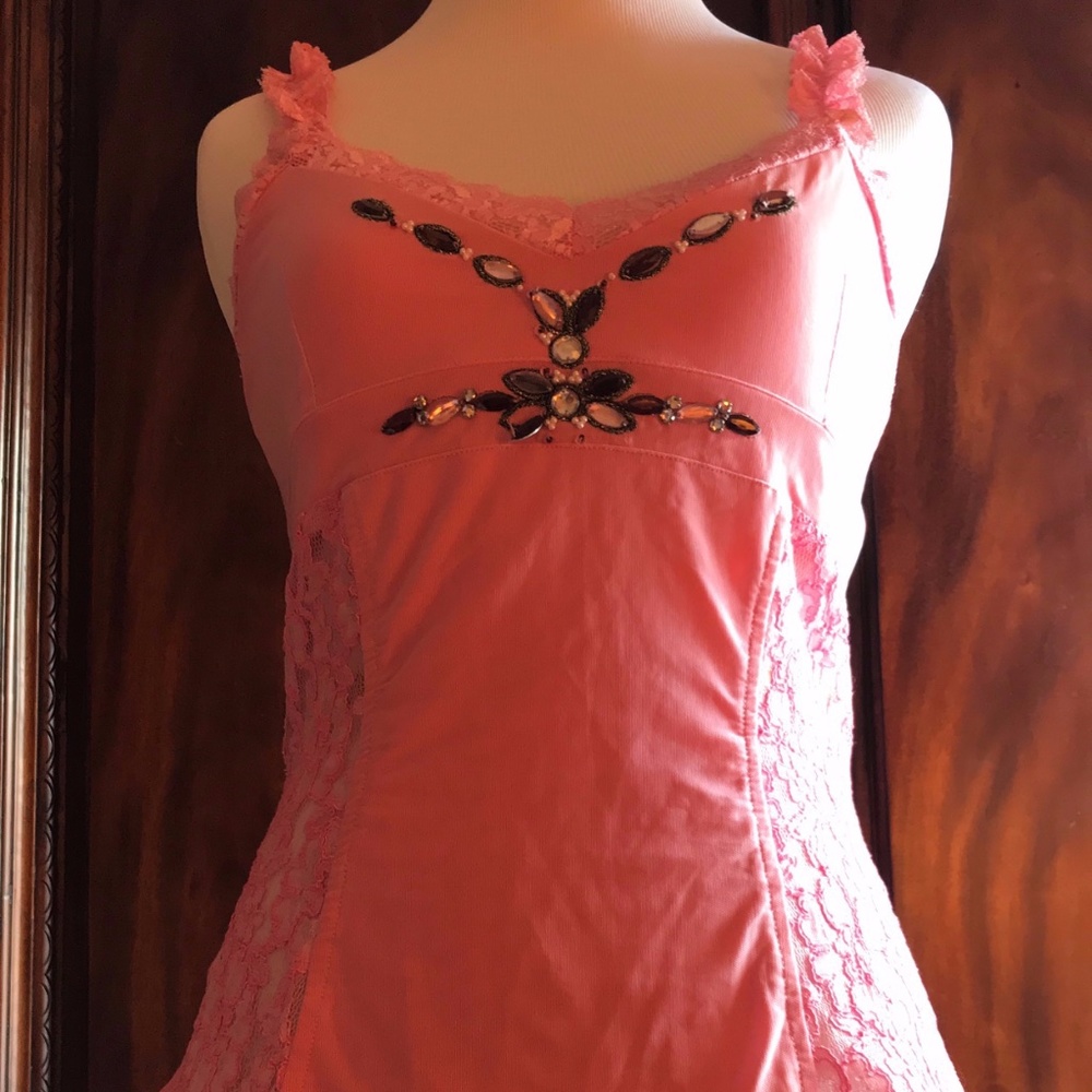 Sexy pink strapless camisole tank top